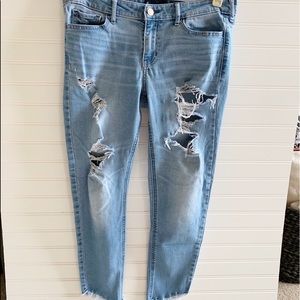 Hollister Crop Distressed Light Wash Denim Jeans